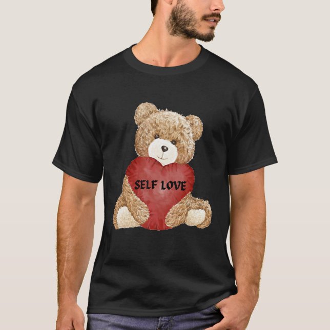 Cooler Teddybär mit Herzteddy Selflove Self lo T-Shirt (Vorderseite)