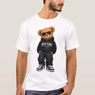 Cooler Teddybär mit Kapuzenpullover und Sneakern – T-Shirt