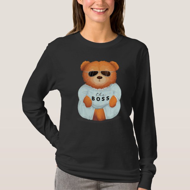Cooler Teddybär mit Sonnenbrille Teddy The Bos T-Shirt (Vorderseite)