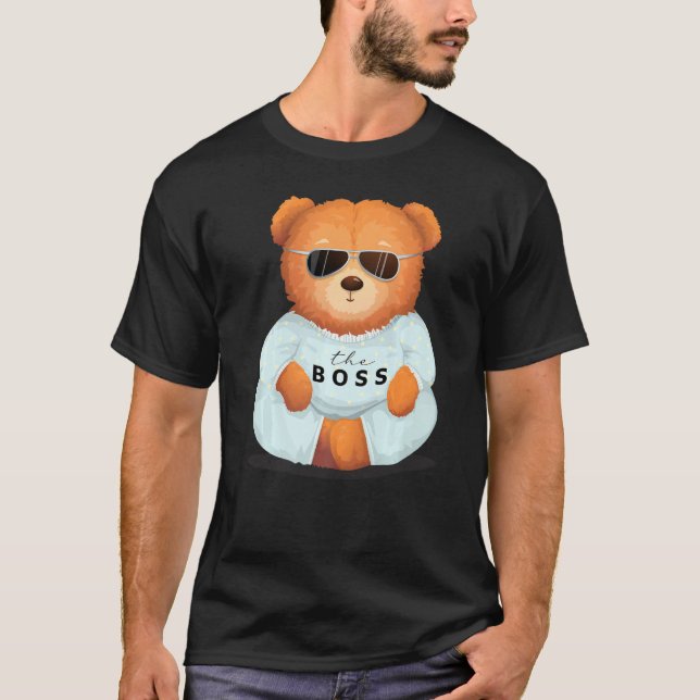 Cooler Teddybär mit Sonnenbrille Teddy The Bos T-Shirt (Vorderseite)