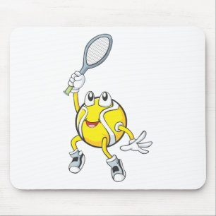 Cooler Tennis-Ball, der Schläger hält Mousepad