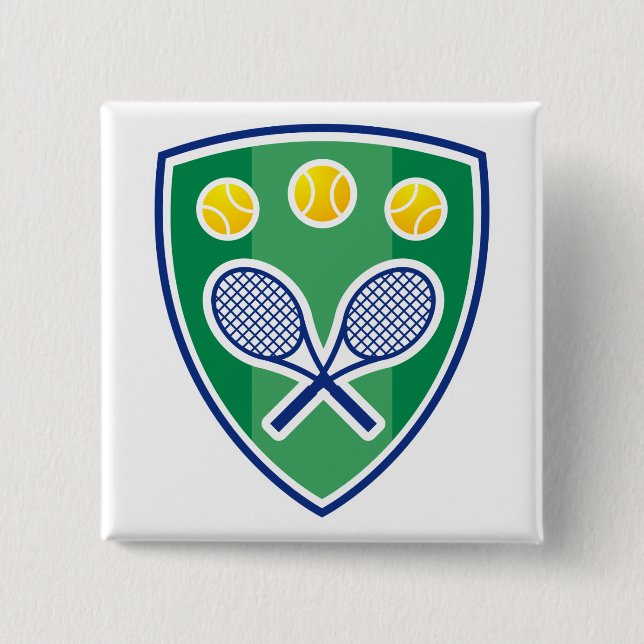 Cooler Tennisknopf mit gekreuztem Schlägerlogo Button (Vorderseite)