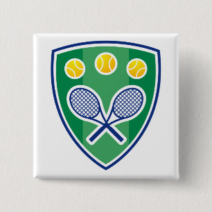 Cooler Tennisknopf mit gekreuztem Schlägerlogo Button
