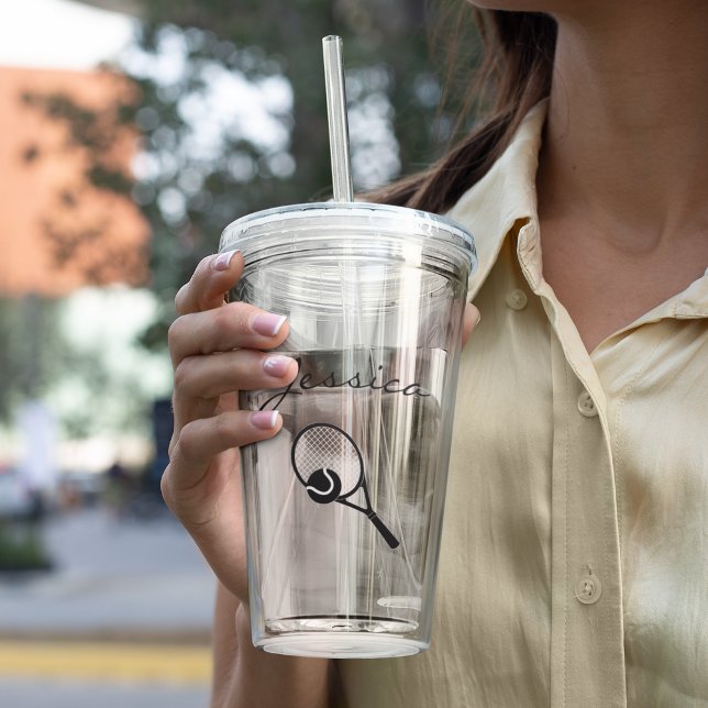 Cooler Tennisspieler Personalisiert Acryltrinkbecher (Von Creator hochgeladen)