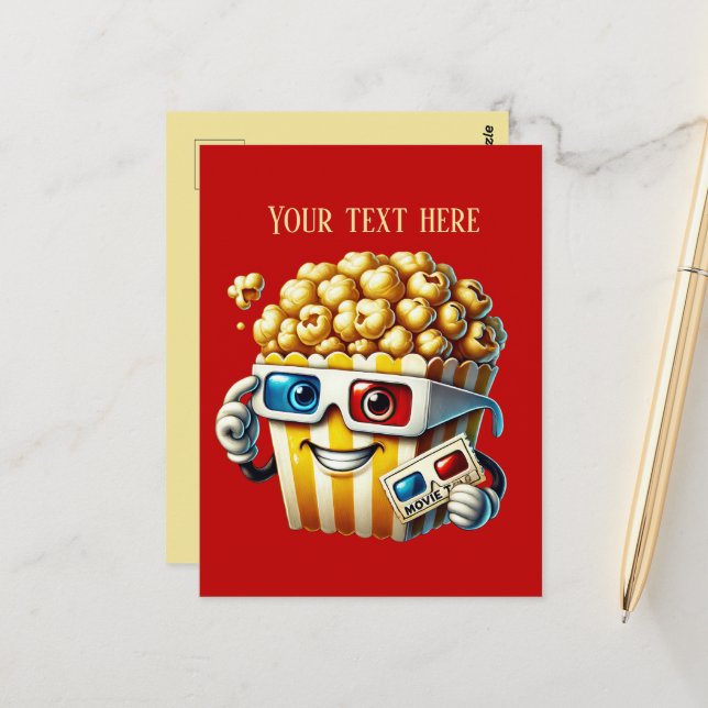 Cooler Text-Popcorn-Film Postkarte (Vorderseite/Rückseite Beispiel)