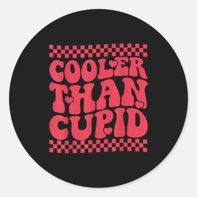 Cooler Than Cud Cute Valentine's Day Kids Boys Gir Runder Aufkleber (Vorderseite)