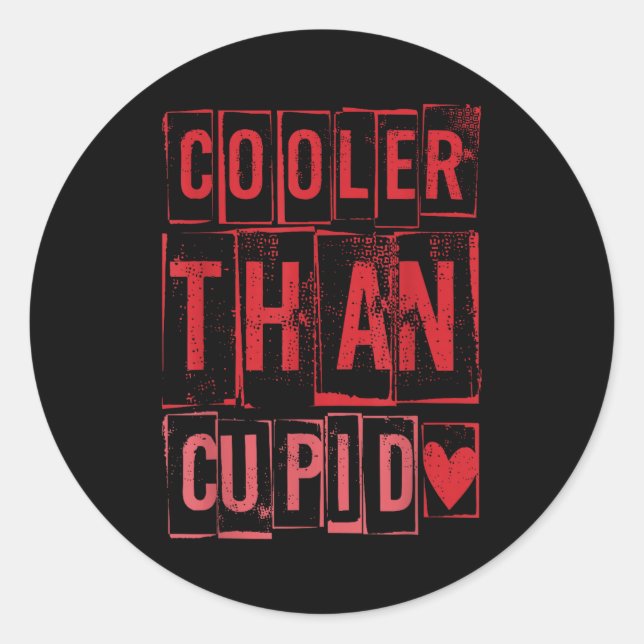 Cooler Than Cud Cute Valentine's Day Kids Boys Gir Runder Aufkleber (Vorderseite)