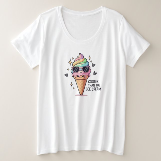 Cooler Than Ice Cream Pun Große Größe T-Shirt (Design vorne)