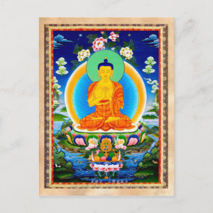 Cooler tibetischer Thangka Prabhutaratna Buddha Postkarte