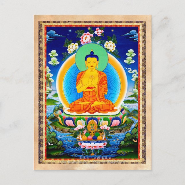 Cooler tibetischer Thangka Prabhutaratna Buddha Postkarte (Vorderseite)