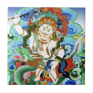 Cooler tibetischer Thangka Weißer Jambhala Fliese