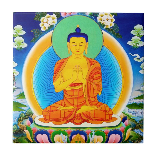 Cooler Tibetthangka Prabhutaratna Buddha Fliese (Vorderseite)