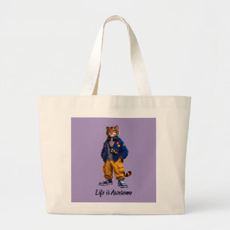 Cooler Tiger in Streetwear-Kunst - Urbaner Stil Ti Jumbo Stoffbeutel