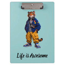 Cooler Tiger in Streetwear-Kunst - Urbaner Stil Ti Klemmbrett