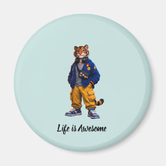 Cooler Tiger in Streetwear-Kunst - Urbaner Stil Ti Magnet