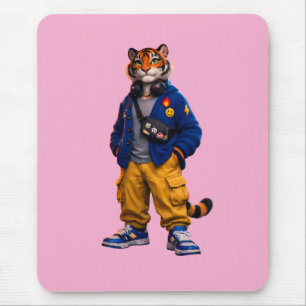 Cooler Tiger in Streetwear-Kunst - Urbaner Stil Ti Mousepad