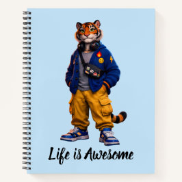 Cooler Tiger in Streetwear-Kunst - Urbaner Stil Ti Notizbuch