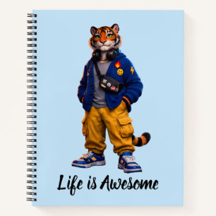 Cooler Tiger in Streetwear-Kunst - Urbaner Stil Ti Notizbuch
