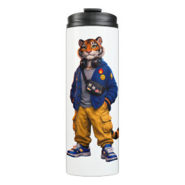 Cooler Tiger in Streetwear-Kunst - Urbaner Stil Ti Thermosbecher