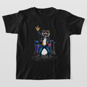 Cooler Tiger Rock Tänzer Lustiges Tier Musik Ges T-Shirt