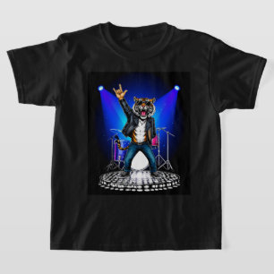 Cooler Tiger Rock Tänzer Lustiges Tier Musik Ges T-Shirt