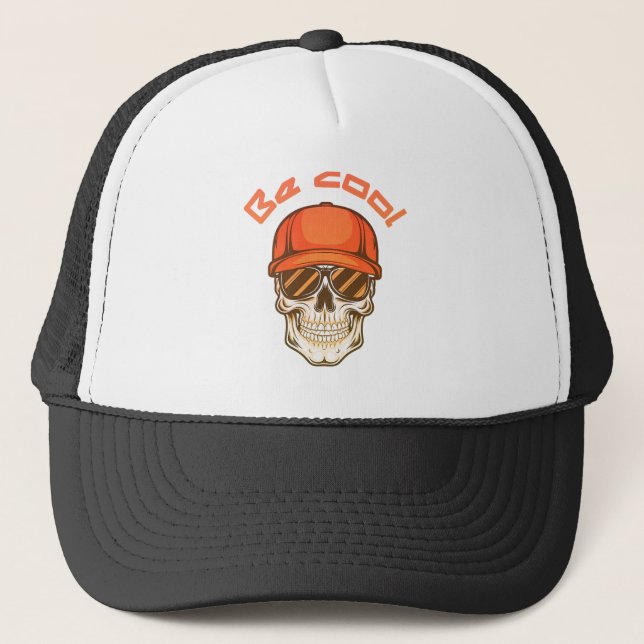 Cooler Totenkopf mit Kappe und Sonnenbrille (Vorderseite)