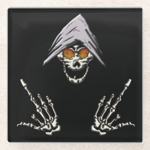 Cooler Totenkopf, Skelett     Glasuntersetzer