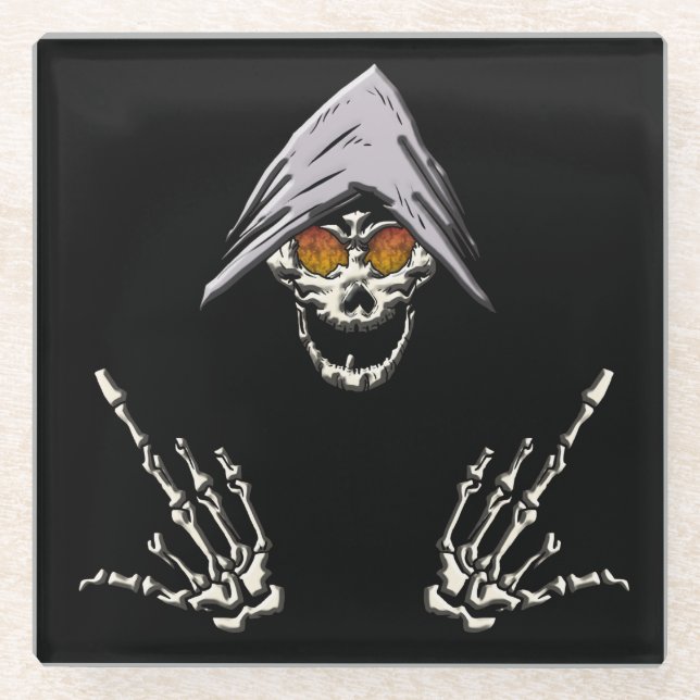 Cooler Totenkopf, Skelett     Glasuntersetzer (Vorderseite)