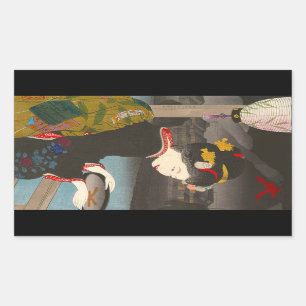 Cooler traditioneller japanischer Holzdruck-Klassi Rechteckiger Aufkleber