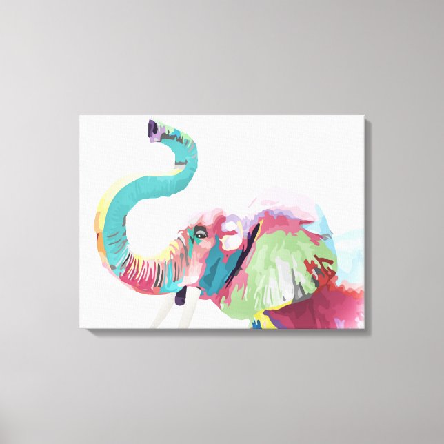 Cooler, trendiger, farbenfroher Elefant Leinwanddruck (Vorderseite)