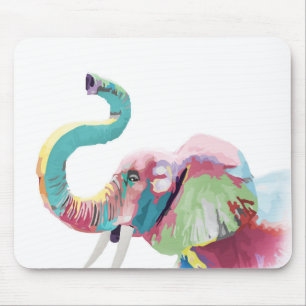 Cooler, trendiger, farbenfroher Elefant Mousepad
