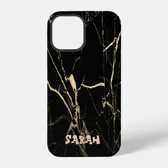 Cooler trendiger schwarzer Marmor iPhone Hülle (Rückseite)