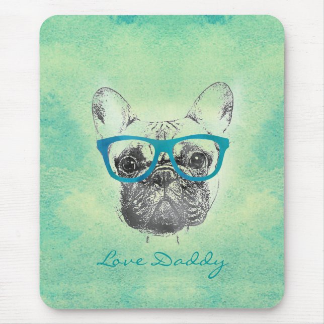 Cooler, trendiger, Vintager Bulldog-Welpe Mousepad (Vorne)