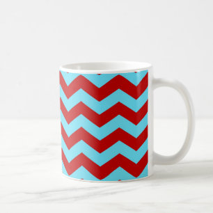 Cooler Trendy aquamariner Türkis-rote Zickzack Kaffeetasse