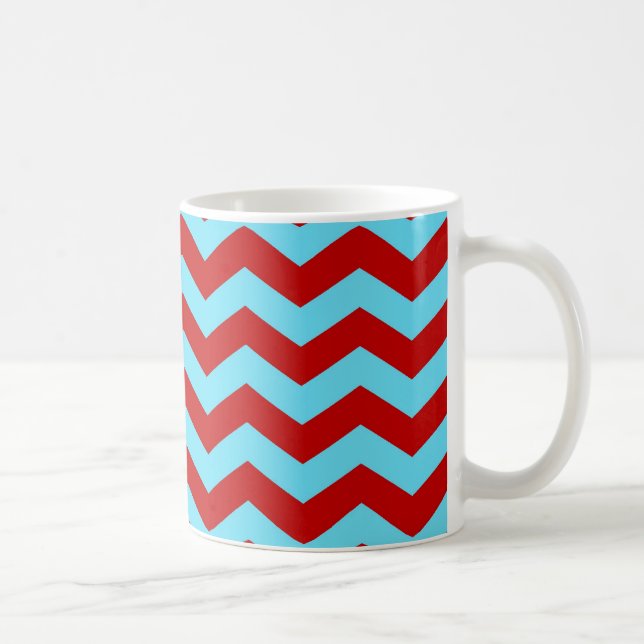 Cooler Trendy aquamariner Türkis-rote Zickzack Kaffeetasse (Rechts)