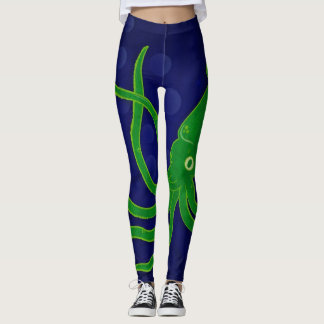 Cooler trendy grüner Tintenfisch im blauen Ozean Leggings