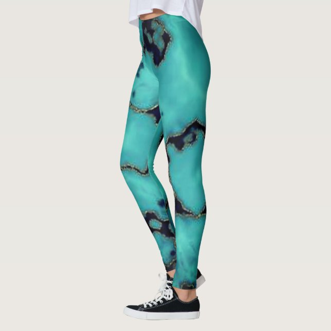 Cooler trendy Türkismarmor-Steinentwurf Leggings (Links)