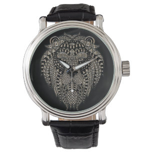 Cooler tribaler metallischer Löwenkopf schwarz Armbanduhr