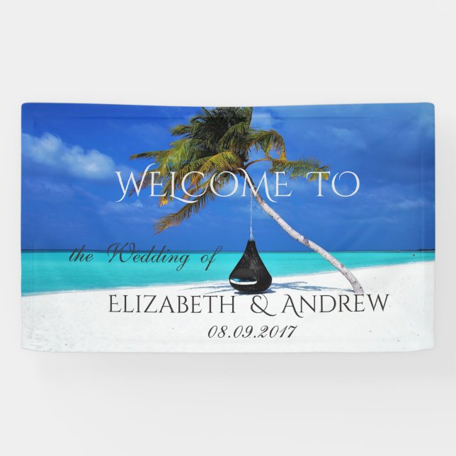 Cooler tropischer Strand, Palm Wedding Banner (Horizontal)