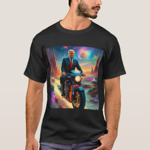 cooler Trump, der Motorrad auf Alien Planet MAGA f T-Shirt