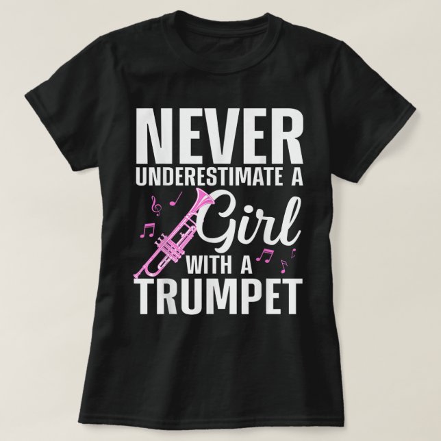 Cooler Trumpet für weibliche Mädchen, die Bandtrom T-Shirt (Design vorne)