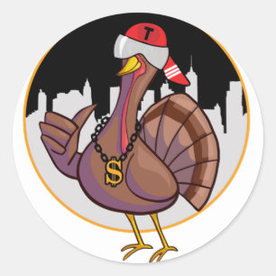 🦃 Cooler Truthahn / Erntedank Runder Aufkleber