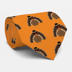 Cooler Truthahn Thanksgiving-Spaß orange Muster Krawatte