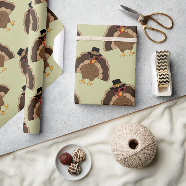 Cooler türkischer Erntedank mit braunem, grünem Mu Geschenkpapier (Kunsthandwerk)