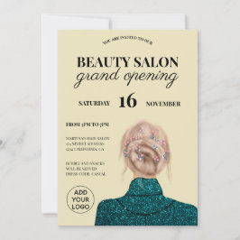 Cooler türkisfarbener Glitzer Schönheitssalon mit  Einladung
