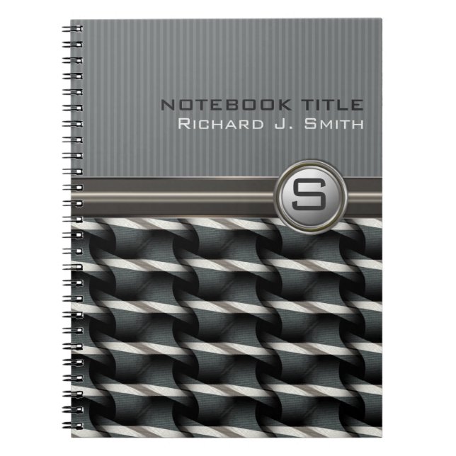 Cooler Typ Abstrakt Steel Muster Monogram Notebook Notizblock (Vorderseite)