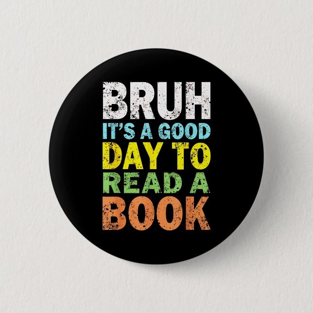 Cooler Typ, der ein Buch liest, Bücherliebhaber, B Button (Vorderseite)