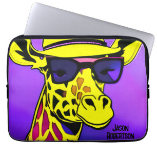 Cooler Typ Giraffe in Sonnenbrille. bearbeitbar Laptopschutzhülle