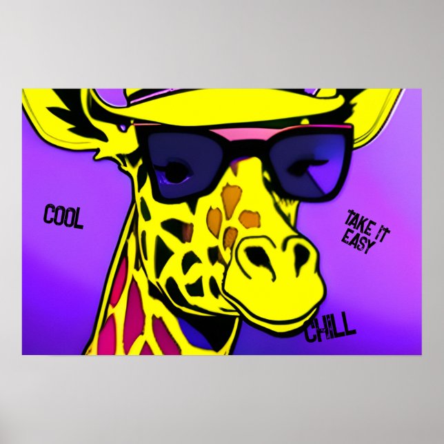 Cooler Typ Giraffe in Sonnenbrille. bearbeitbar Poster (Vorne)