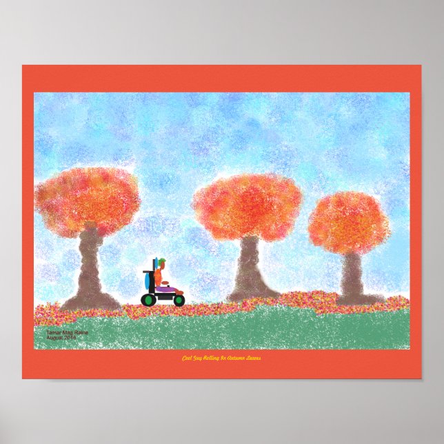 Cooler Typ Rolling in Herbstleavesposter Poster (Vorne)